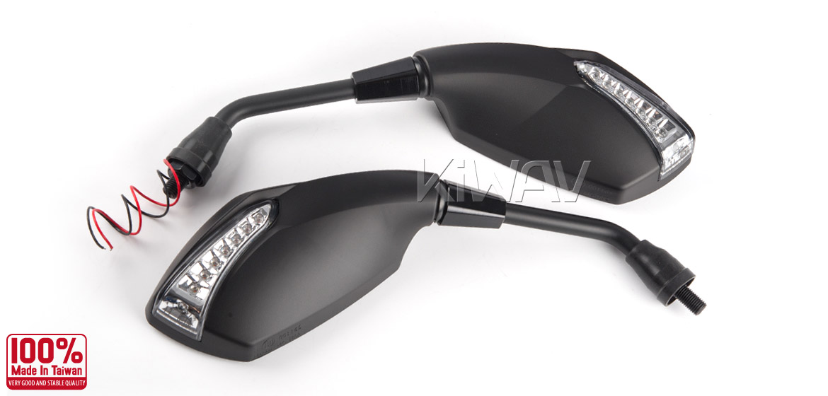 KiWAV motorcycle mirrors FistLED black 10mm universal Magazi