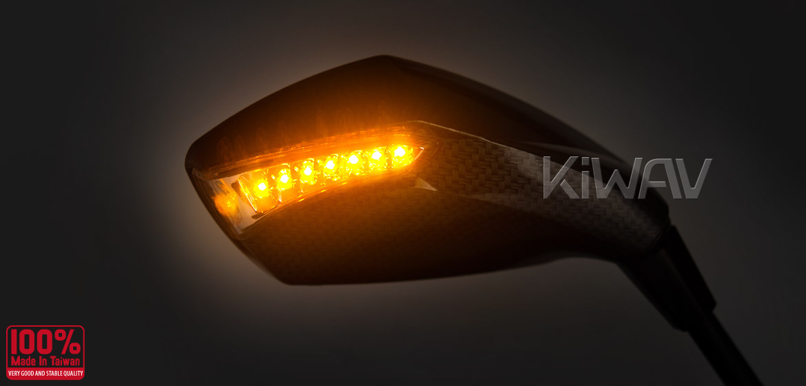 KiWAV motorcycle mirrors FistLED carbon Harley Magazi