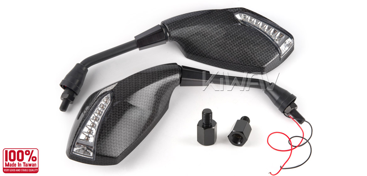 KiWAV motorcycle mirrors FistLED carbon 10mm bmw Magazi