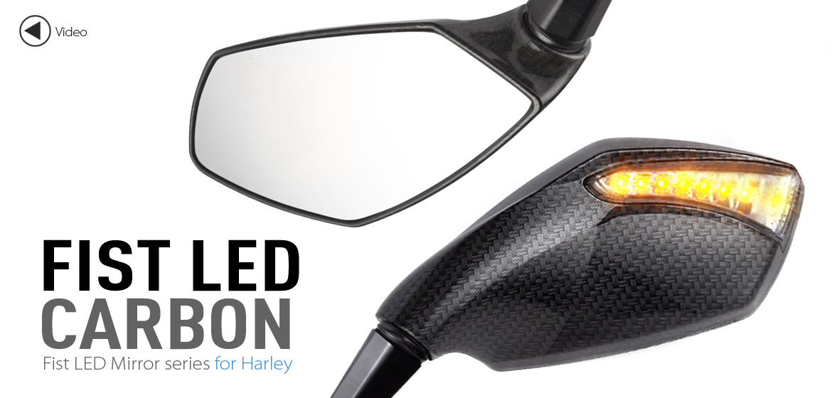 KiWAV motorcycle mirrors FistLED carbon Harley Magazi