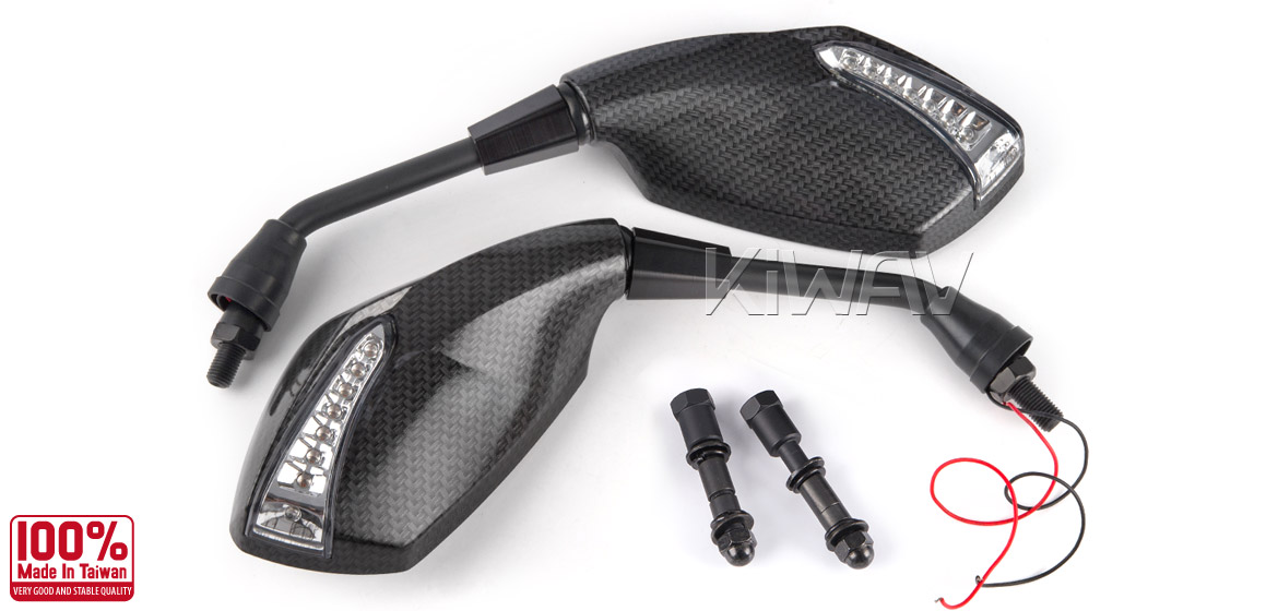 KiWAV motorcycle mirrors FistLED carbon Harley Magazi