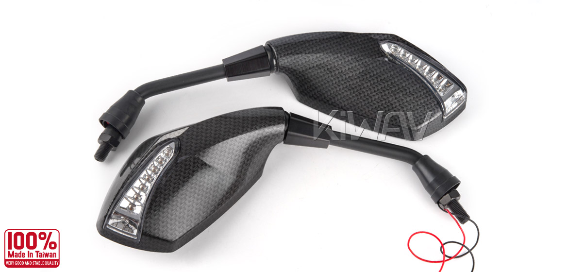 KiWAV motorcycle mirrors FistLED carbon 10mm universal Magazi