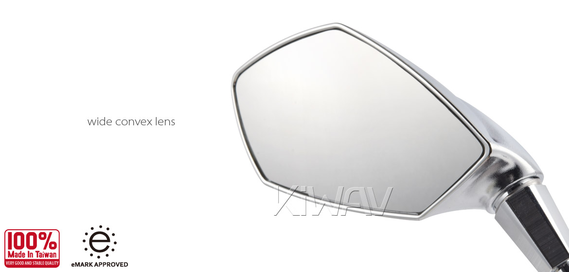 KiWAV motorcycle mirrors FistLED sandblast chrome 10mm scooter Magazi
