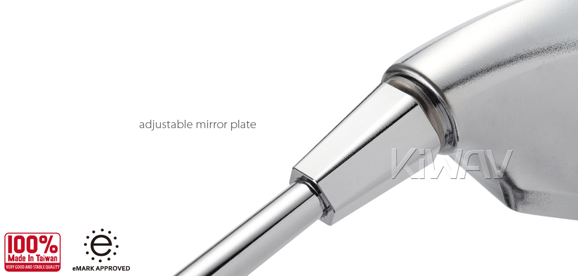 KiWAV motorcycle mirrors FistLED sandblast chrome 10mm scooter Magazi