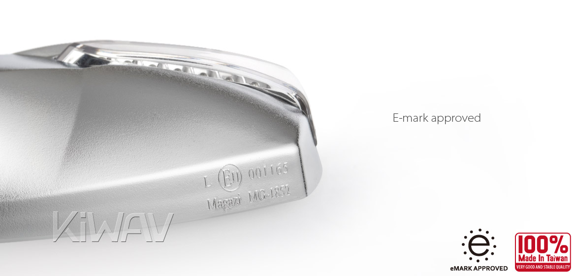 KiWAV motorcycle mirrors FistLED sandblast chrome 10mm scooter Magazi
