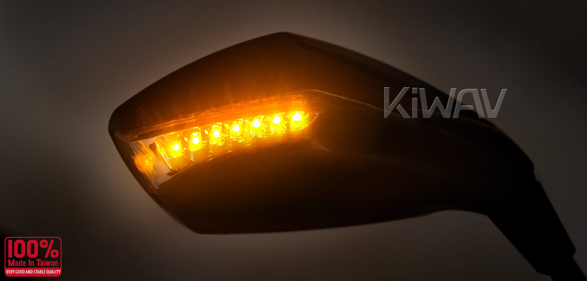 KiWAV motorcycle mirrors FistLED sandblast chrome 10mm scooter Magazi