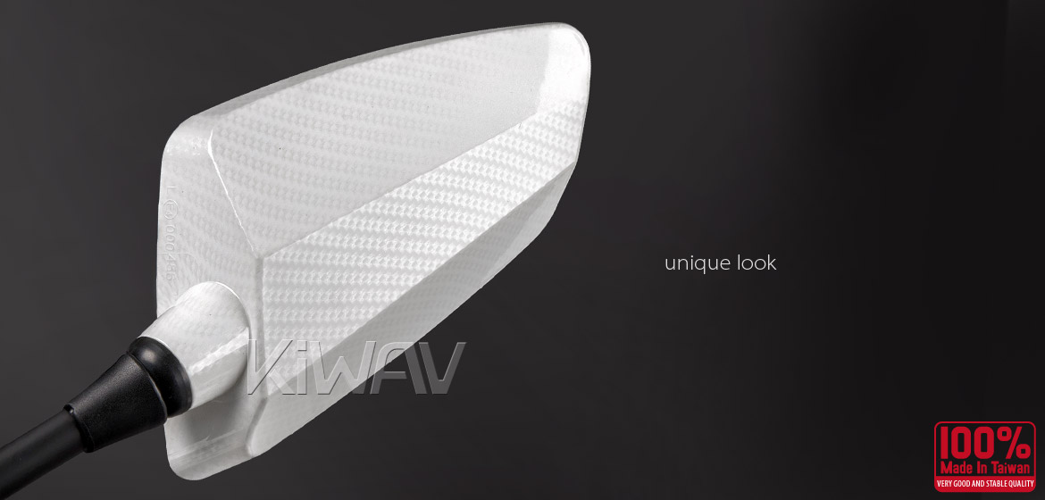 KiWAV Hawk white-carbon motorcycle mirrors harley fit Magazi