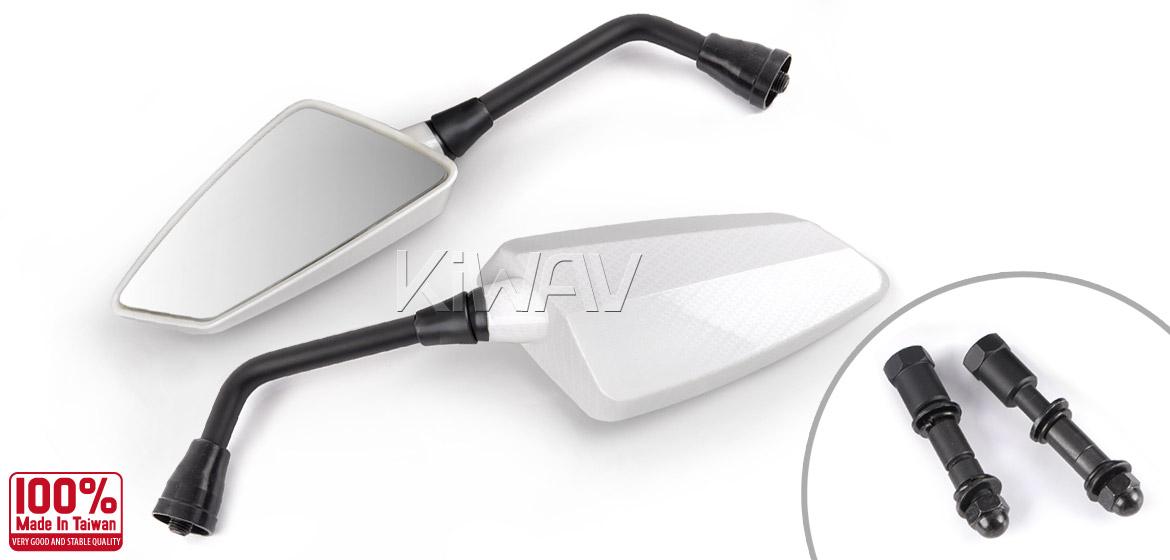 KiWAV Hawk white-carbon motorcycle mirrors harley fit Magazi