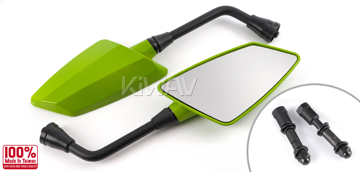 KiWAV Hawk green motorcycle mirrors harley fit Magazi