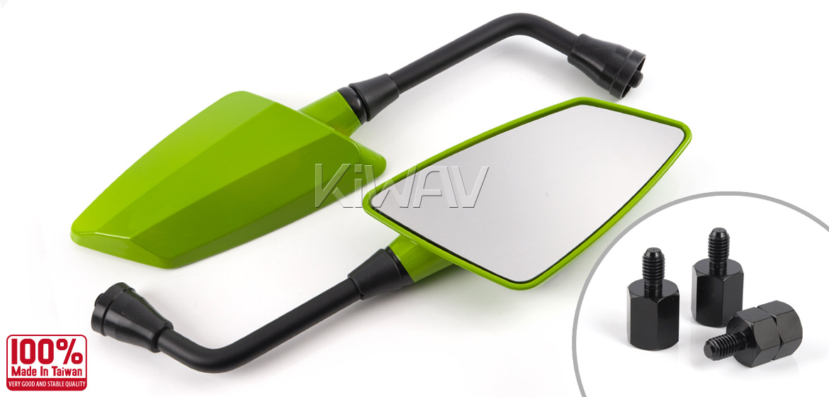 KiWAV Hawk green motorcycle mirrors scooter fit Magazi