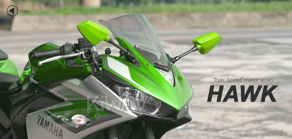 KiWAV Hawk green fairing mount rearview mirrors for Ducati Panigale