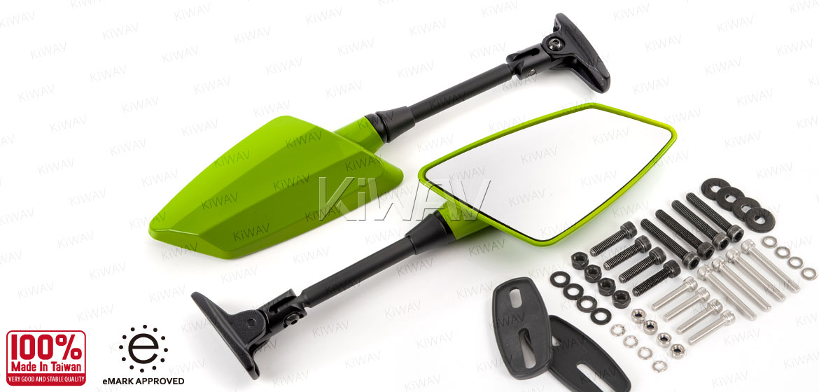 KiWAV Hawk green fairing mount rearview mirrors for Ducati Panigale