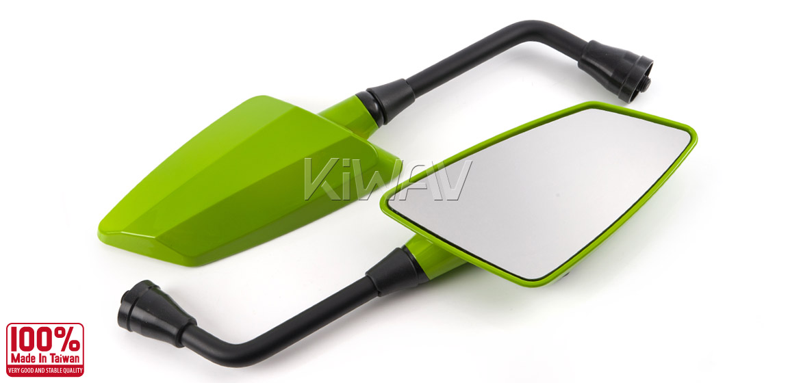 KiWAV Hawk green motorcycle mirrors universal fit Magazi