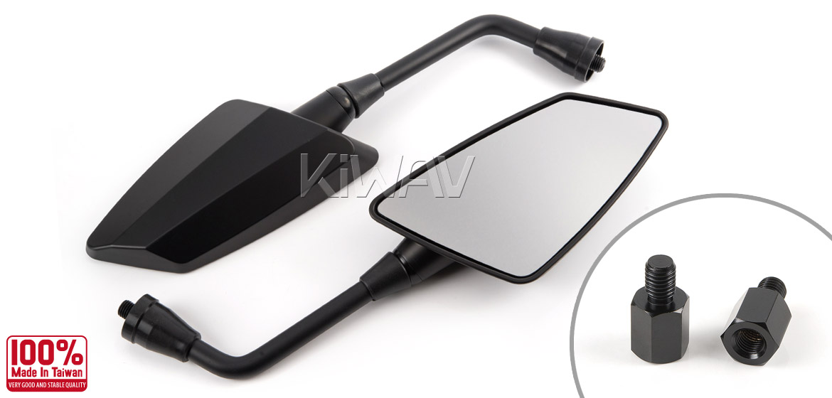 KiWAV Hawk mat black motorcycle mirrors bmw fit Magazi
