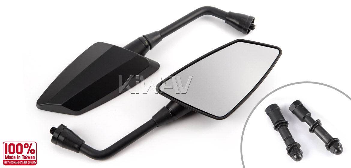 KiWAV Hawk mat black motorcycle mirrors harley fit Magazi
