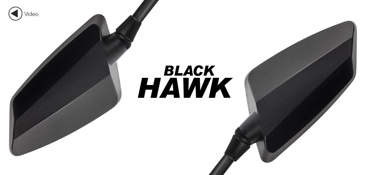 KiWAV Hawk mat black motorcycle mirrors scooter fit Magazi