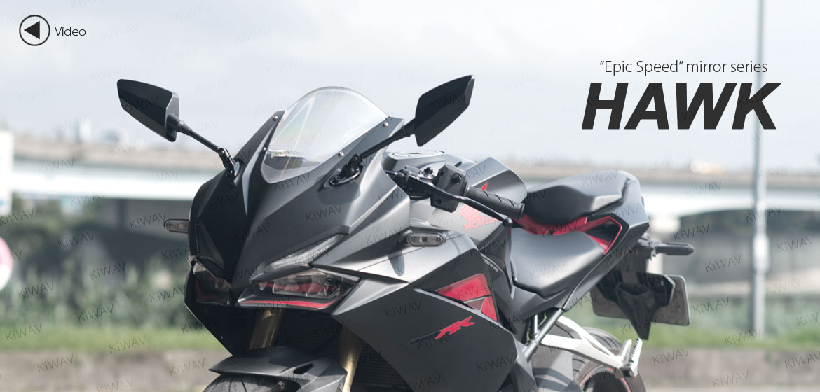 KiWAV Hawk black fairing mount rearview mirrors for sportsbike motorcycle Magazi