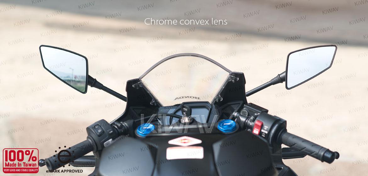 KiWAV Hawk black fairing mount rearview mirrors for sportsbike motorcycle Magazi