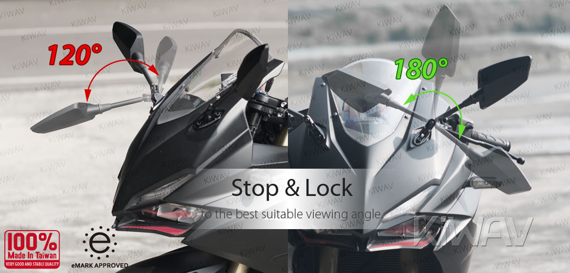 KiWAV Hawk black fairing mount rearview mirrors for sportsbike motorcycle Magazi