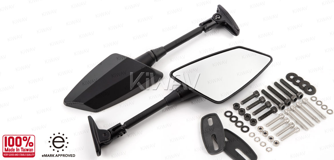 KiWAV Hawk black fairing mount rearview mirrors for Ducati Panigale
