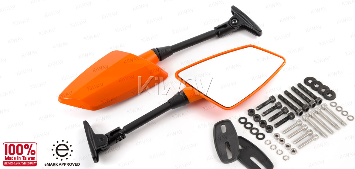 KiWAV Hawk orange fairing mount rearview mirrors for Ducati Panigale
