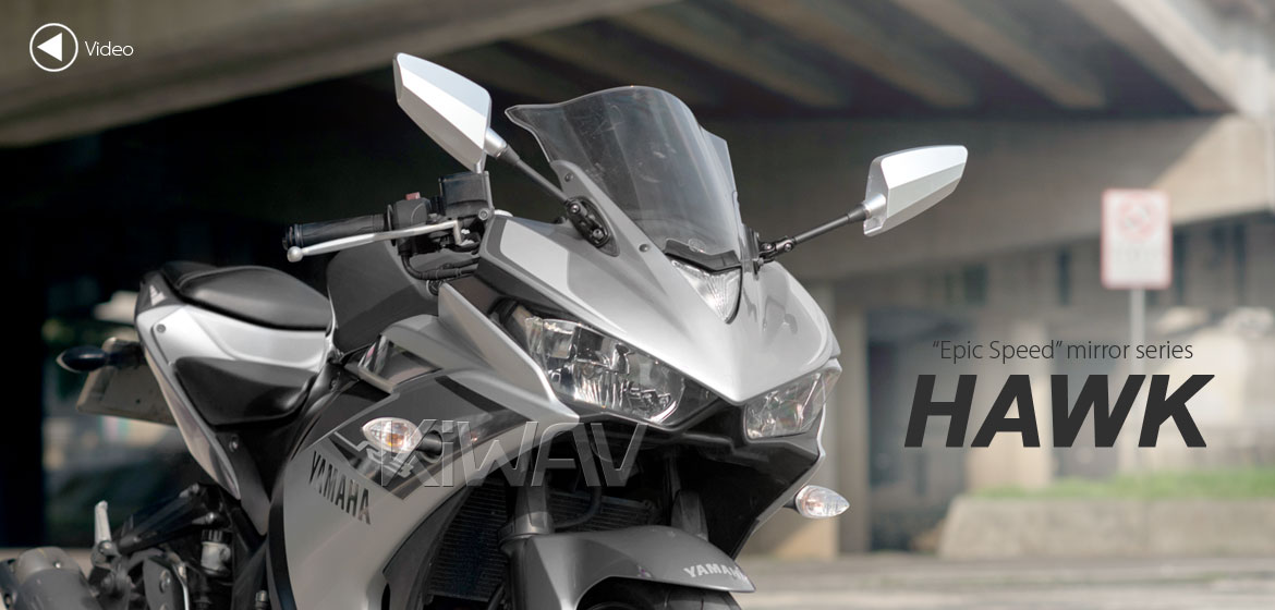 KiWAV Hawk silver fairing mount rearview mirrors for Ducati Panigale