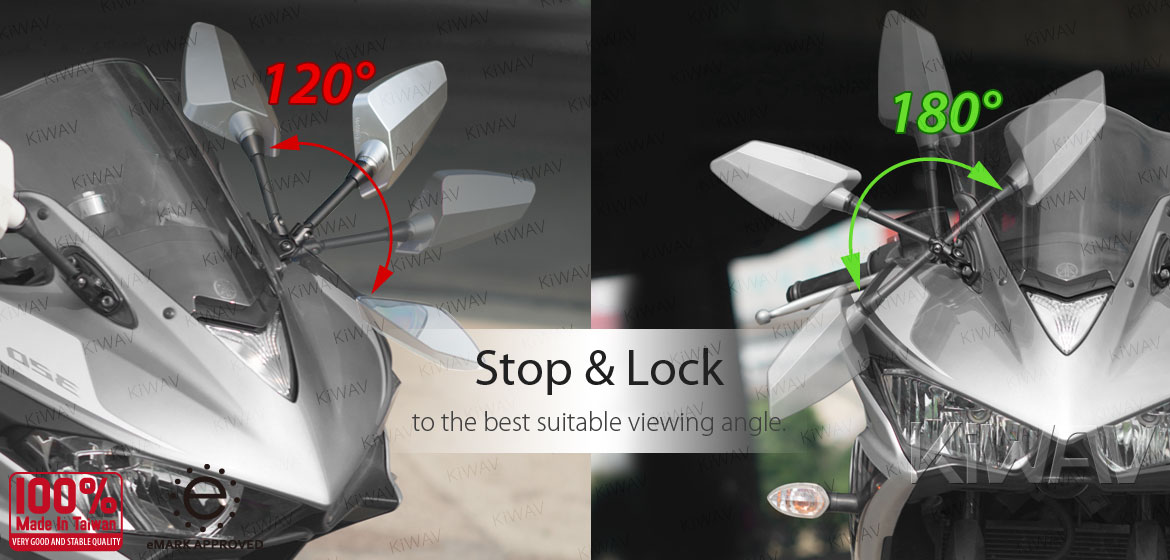 KiWAV Hawk silver fairing mount rearview mirrors for Ducati Panigale