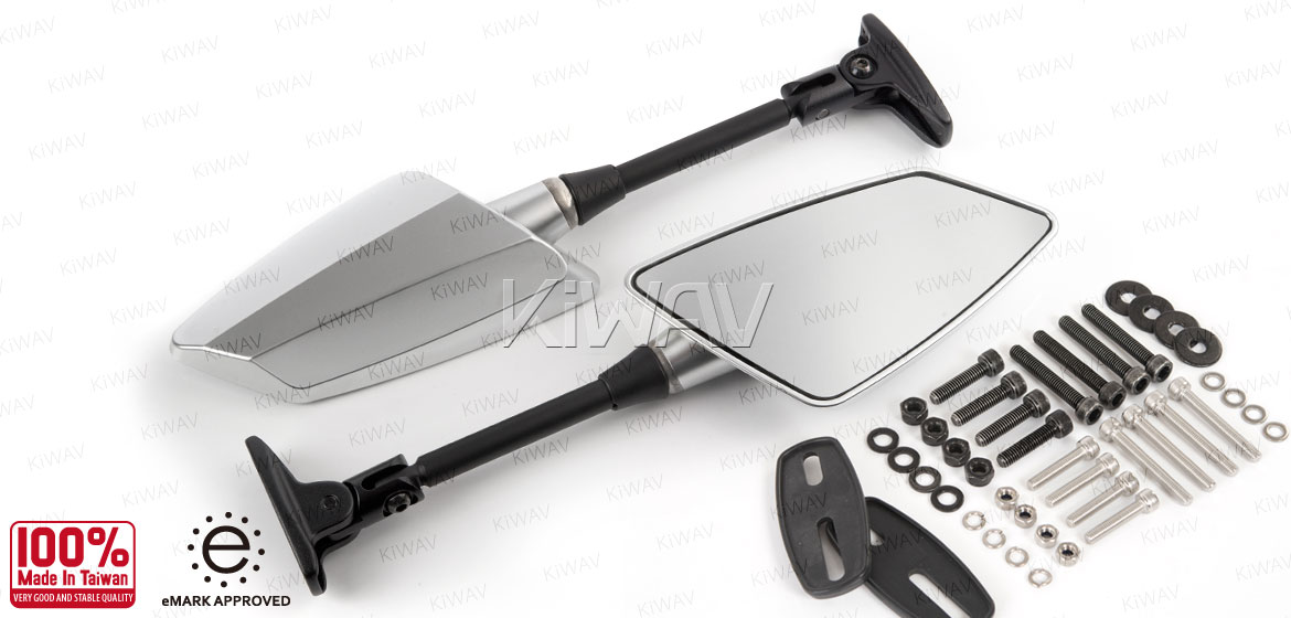 KiWAV Hawk silver fairing mount rearview mirrors for Ducati Panigale