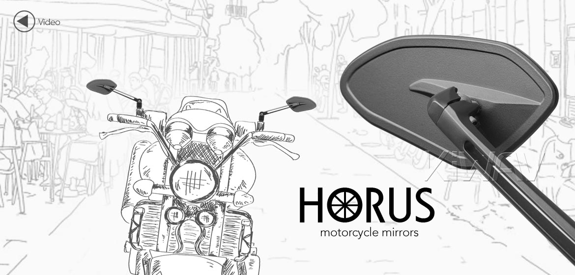 Thinnest motorcycle mirrors KiWAV motorcycle mirrors Horus black compatible for most Harley Davidson