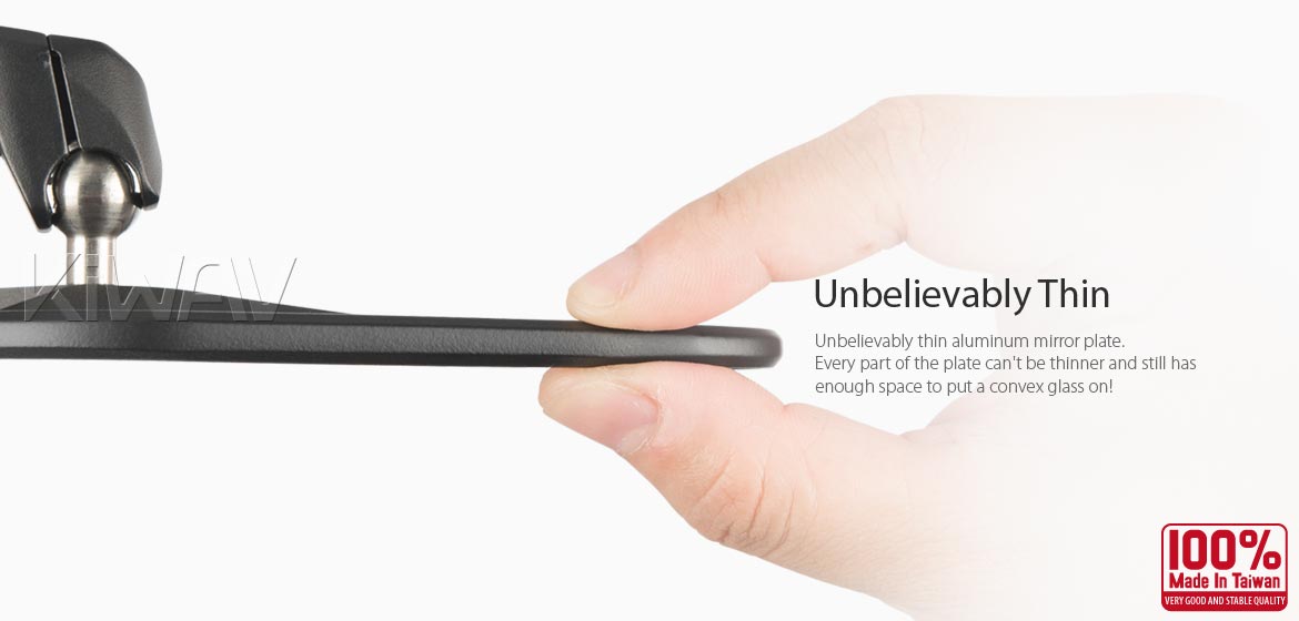 Thinnest motorcycle mirrors KiWAV motorcycle mirrors Horus black compatible for most modern Vespa models, GTS/ GTV/ LX/ LT/ LXV/ S