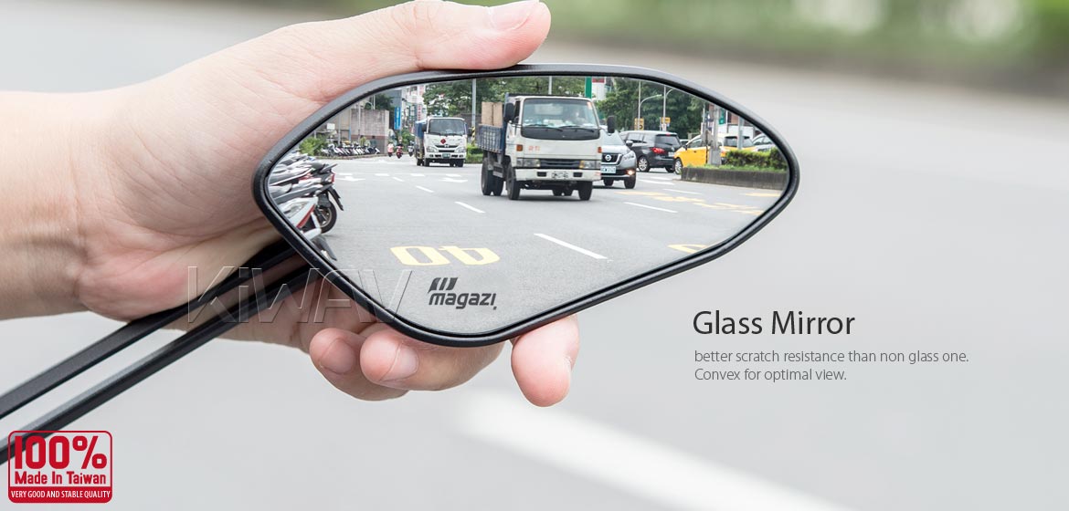 Thinnest motorcycle mirrors KiWAV motorcycle mirrors Horus black compatible for most modern Vespa models, GTS/ GTV/ LX/ LT/ LXV/ S