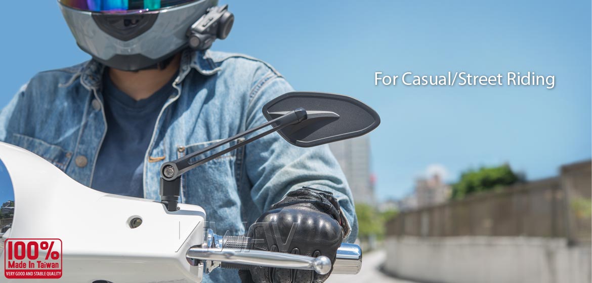 Thinnest motorcycle mirrors KiWAV motorcycle mirrors Horus black compatible for most modern Vespa models, GTS/ GTV/ LX/ LT/ LXV/ S