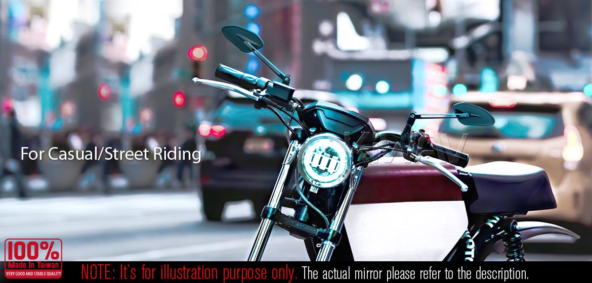 Thinnest motorcycle mirrors KiWAV motorcycle mirrors Horus black universal fit for 10mm mirror thread