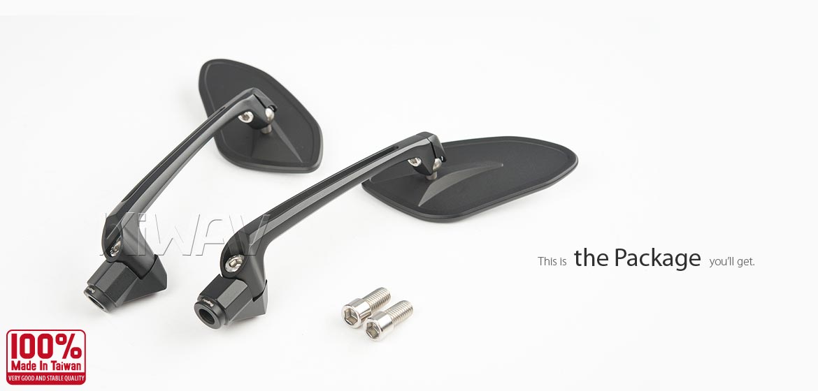 Thinnest motorcycle mirrors KiWAV motorcycle mirrors Horus black compatible for most BMW