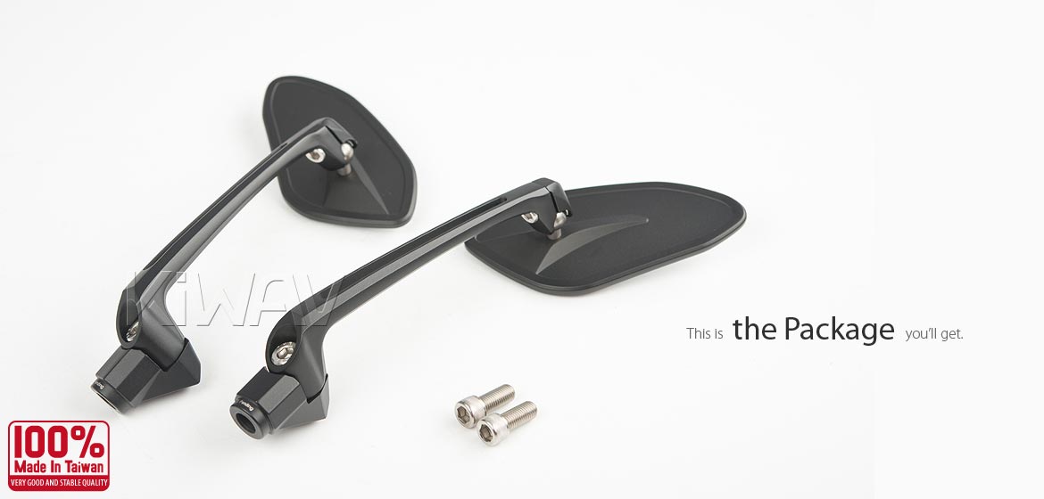 Thinnest motorcycle mirrors KiWAV motorcycle mirrors Horus black compatible for Harley Davidson Street 500/ 750