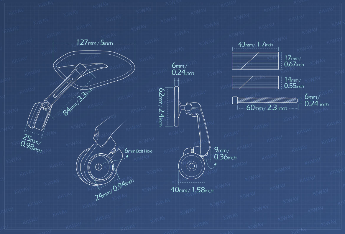 Measurement of KiWAV bar end mirrors Horus for most bicycles, Ebikes with hollow bar end/></div></div></div><div role=
