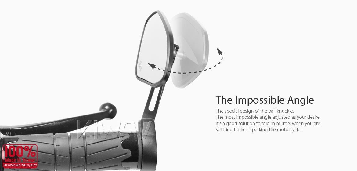 The thinnest motorcycle mirrors KiWAV motorcycle bar end mirrors Horus black for 22/25mm handlebar