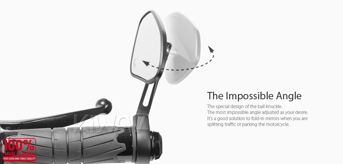KiWAV motorcycle bar end mirrors Horus black compatible with some Vespa models, GTS/ GTV/ GT