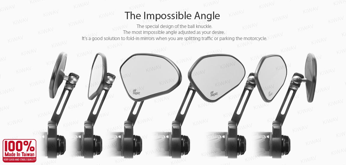 KiWAV motorcycle bar end mirrors Horus black compatible with some Vespa models, GTS/ GTV/ GT