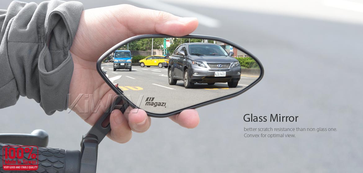 The thinnest motorcycle mirrors KiWAV motorcycle bar end mirrors Horus black for 22/25mm handlebar