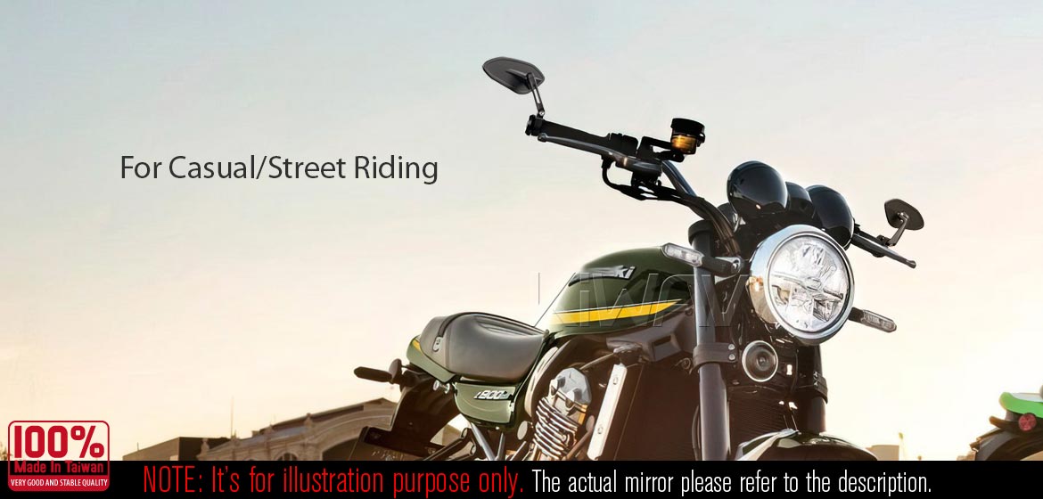The thinnest motorcycle mirrors KiWAV motorcycle bar end mirrors Horus heavy weightblack for M8 threaded handlebar