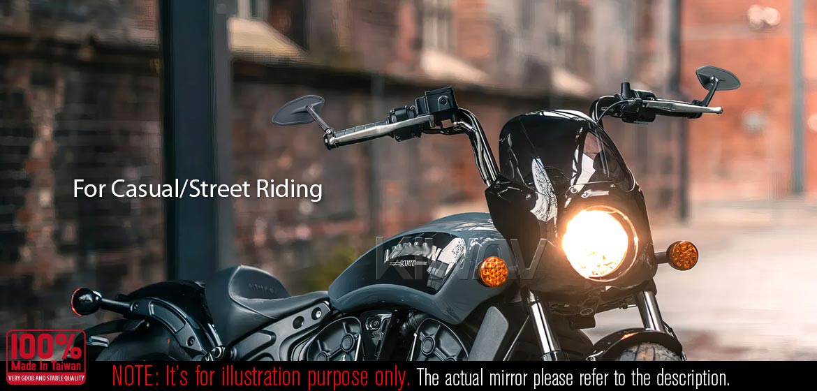 KiWAV motorcycle bar end mirrors Horus black compatible for Specific Indian models