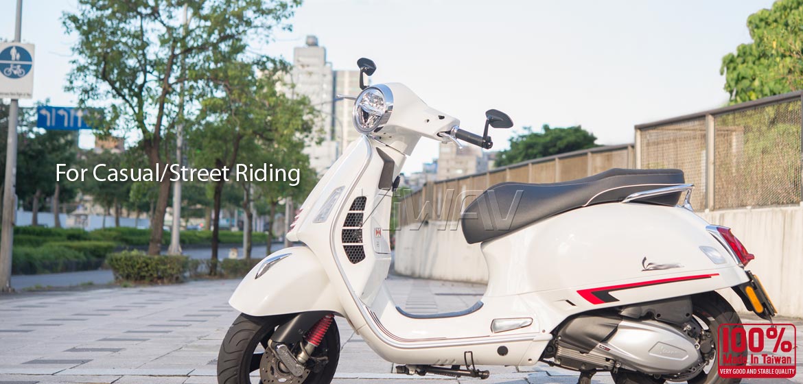 KiWAV motorcycle bar end mirrors Horus black compatible with some Vespa models, GTS/ GTV/ GT