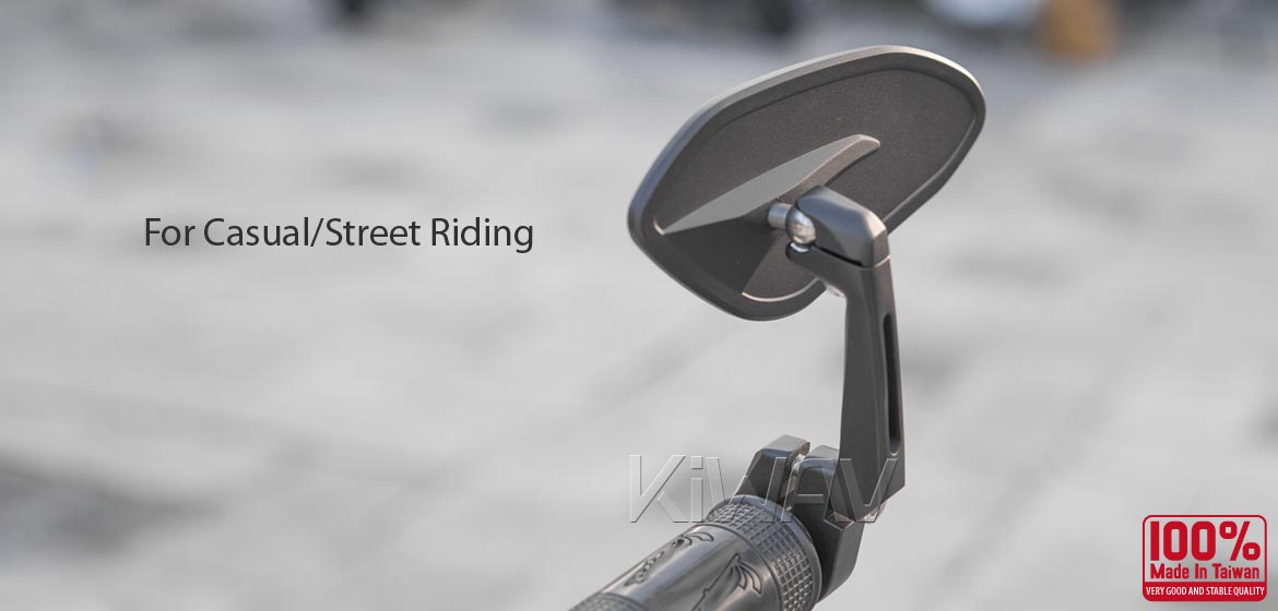 KiWAV motorcycle bar end mirrors Horus black compatible with some Vespa models, GTS/ GTV/ GT