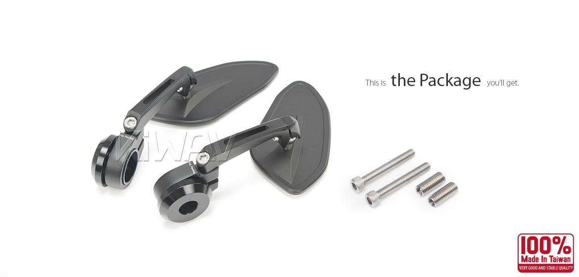 The thinnest motorcycle mirrors KiWAV motorcycle bar end mirrors Horus heavy weightblack for M8 threaded handlebar