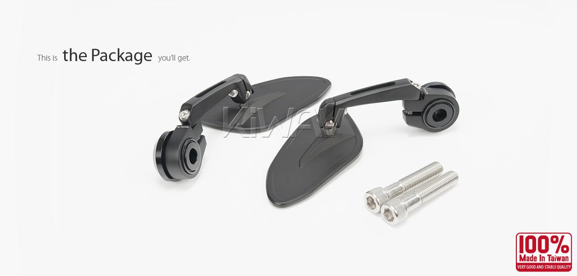 The thinnest motorcycle mirrors KiWAV motorcycle bar end mirrors Horus black compatible for BMW