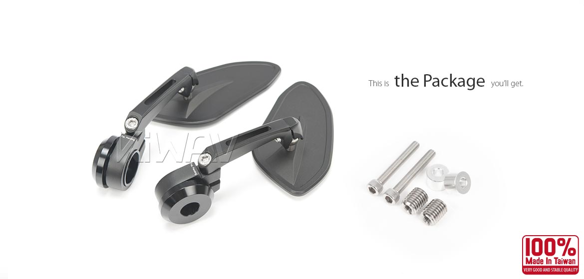The thinnest motorcycle mirrors KiWAV motorcycle bar end mirrors Horus heavy weightblack compatible for BMW M12 threaded handlebar
