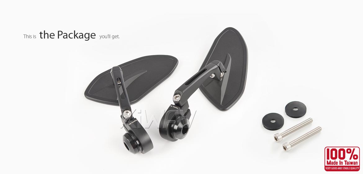 The thinnest motorcycle mirrors KiWAV motorcycle bar end mirrors Horus black compatible for Royal Enfield Interceptor 650