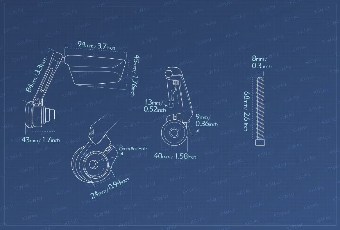 Measurement of KiWAV motorcycle bar end mirrors Leap left hand compatible for Indian Scout Bobber