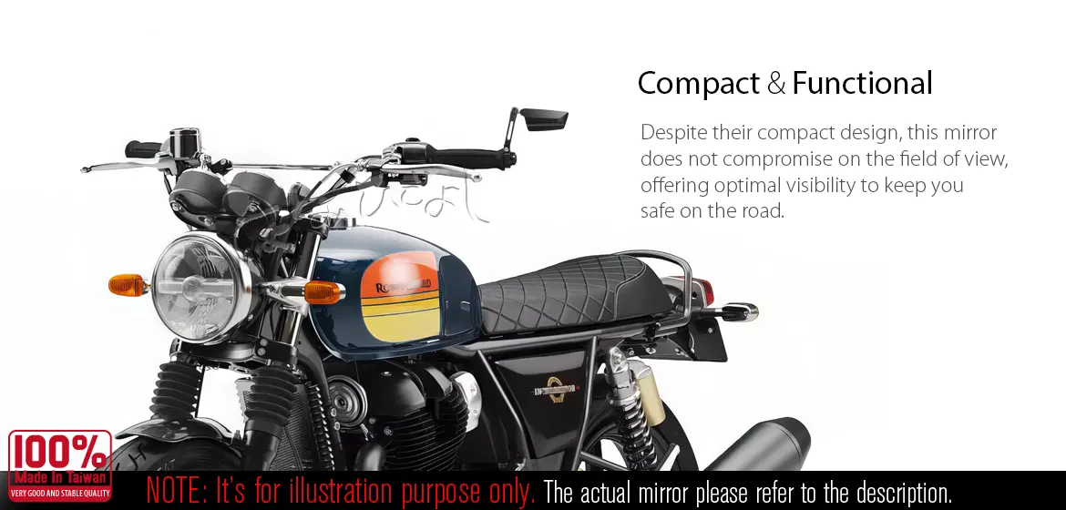 Toyotomi motorcycle bar end mirrors Leap left hand compatible for Royal Enfield Interceptor 650